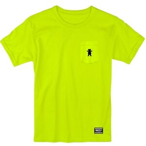 Grizzly Griptape Brand Yellow Tshirt Bear Logo Pocket Size XL Men's NWOT